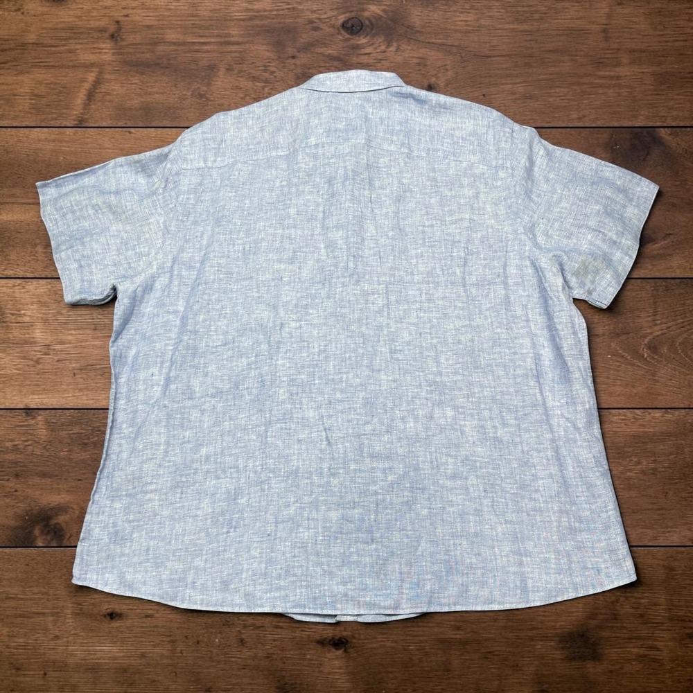 UNTUCKit Mens 3XL Linen Short Sleeve Button Down Shirt‎ Light Blue 100% Linen - Picture 2 of 6